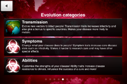 Evolution categories (Transmissions, Symptoms, Abilities)